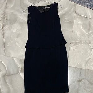Elegant Navy Peplum Midi Dress